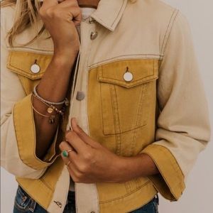 ROOLEE mustard and cream denim jacket